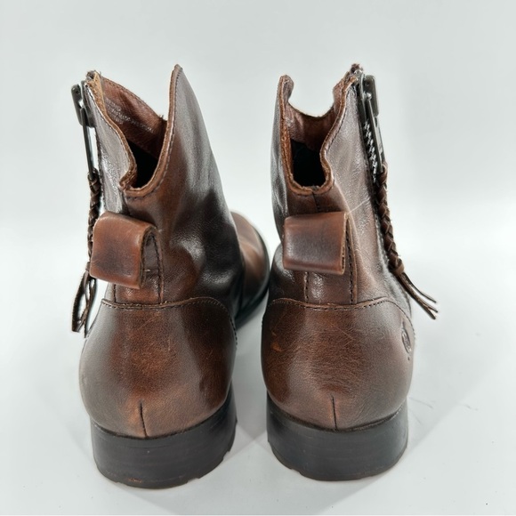 Born ankle booties size 7 38 M/W brown leather western rodeo zip down boots - Picture 4 of 14